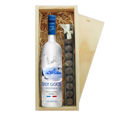 Buy & Send Grey Goose Vodka & Truffles Wooden Box